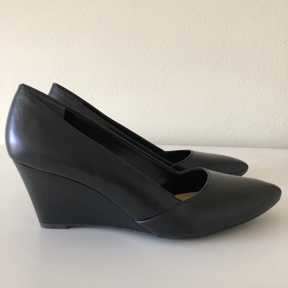 Franco Sarto Frankie Pointy Wedge Black Heel Pumps
